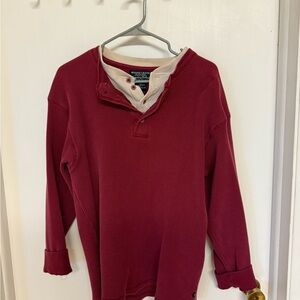 Red Long Sleeve Henley Shirt